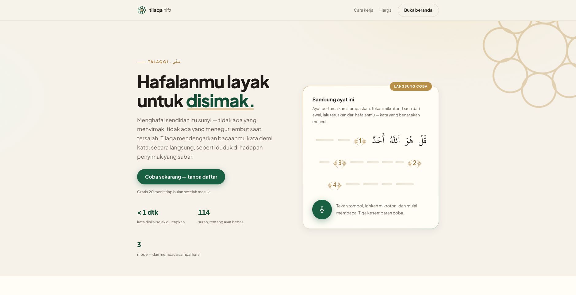 Tilaqa landing page